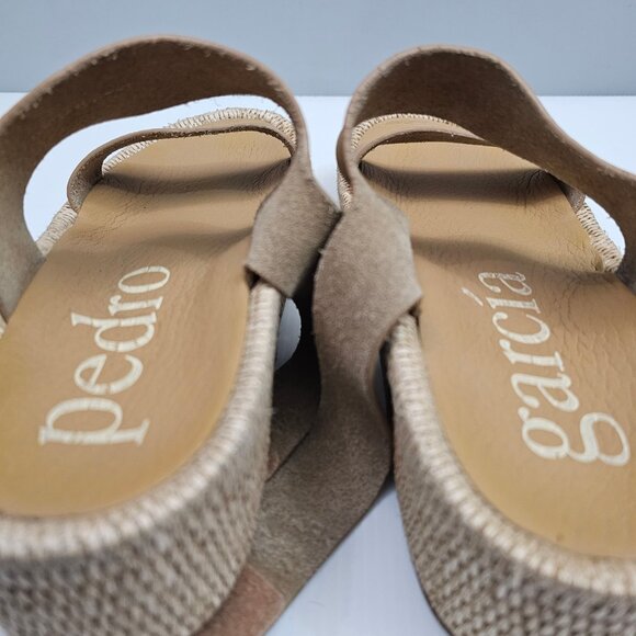 Pedro Garcia Lacey Flatform Sandal Women EU 41 Tan Beige Leather Raffia Platform - Picture 11 of 16